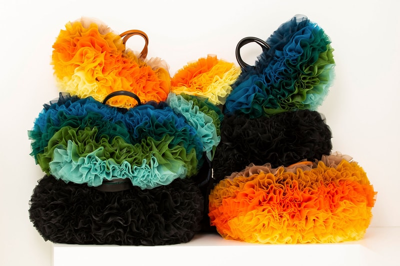sacai tomo koizumi collaboration ruffles tote bags