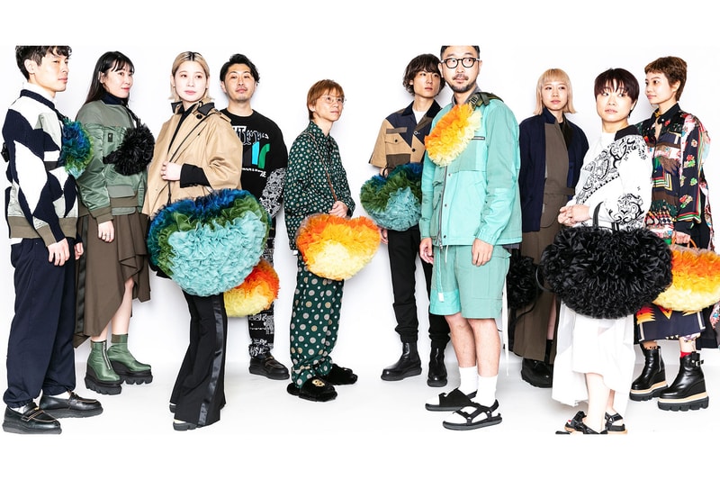 sacai tomo koizumi collaboration ruffles tote bags leg warmers
