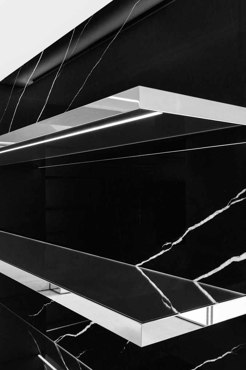 saint laurent seoul first flagship store shop opening interior shelves