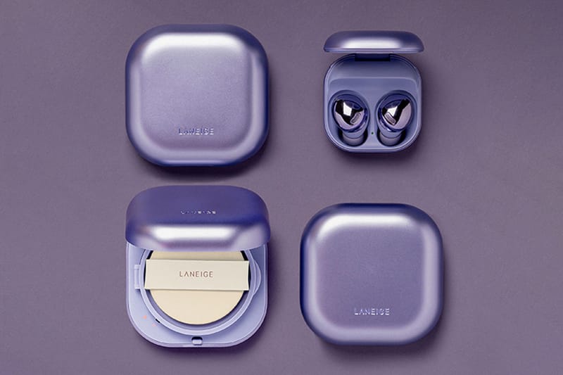 Samsung x Laneige Dress Galaxy Buds Pro and Neo Cushion Foundation in "Phantom Violet"