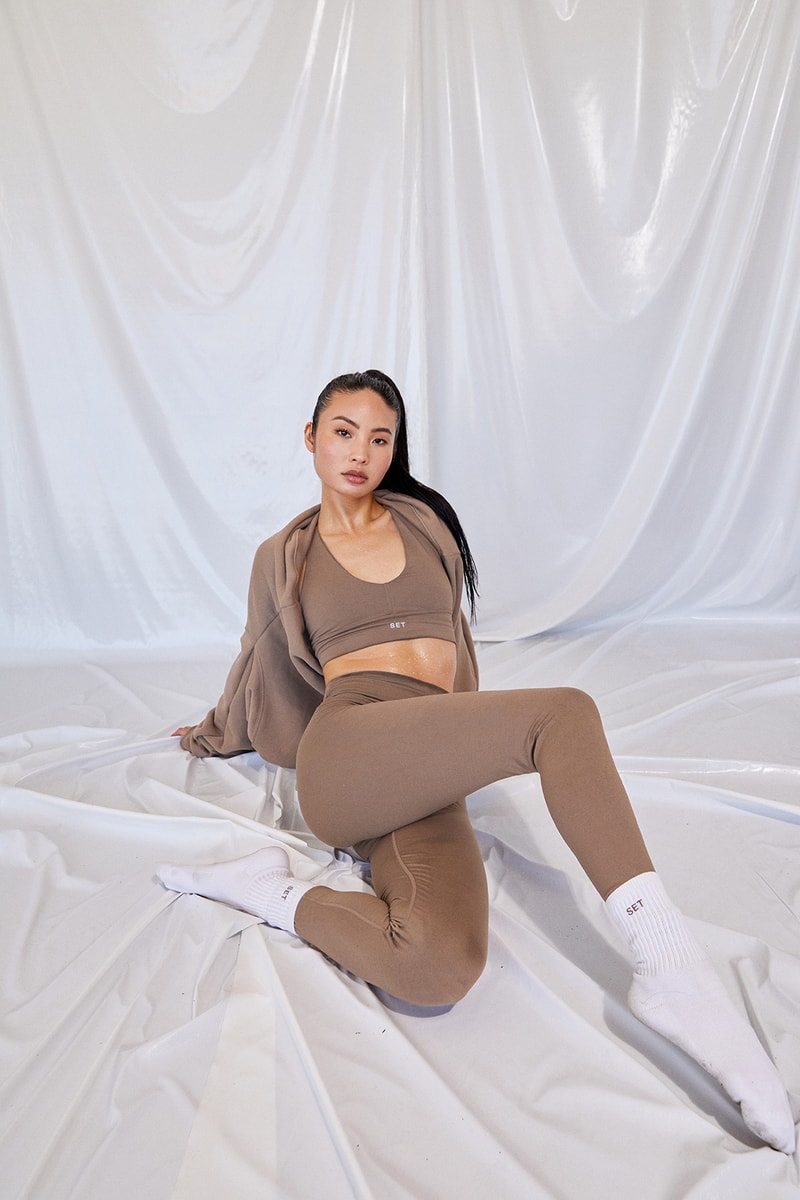 set active new colorways cereal activewear sports bra leggings sweater tan