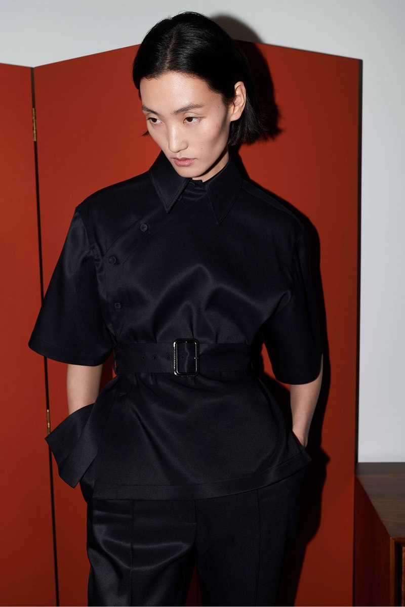 shanghai tang pre-fall 2021 campaign yuni ahn all black suit shirt belt