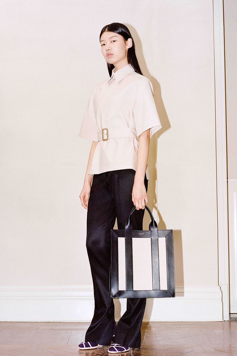 shanghai tang pre-fall 2021 lookbook yuni ahn handbag blazer top trousers