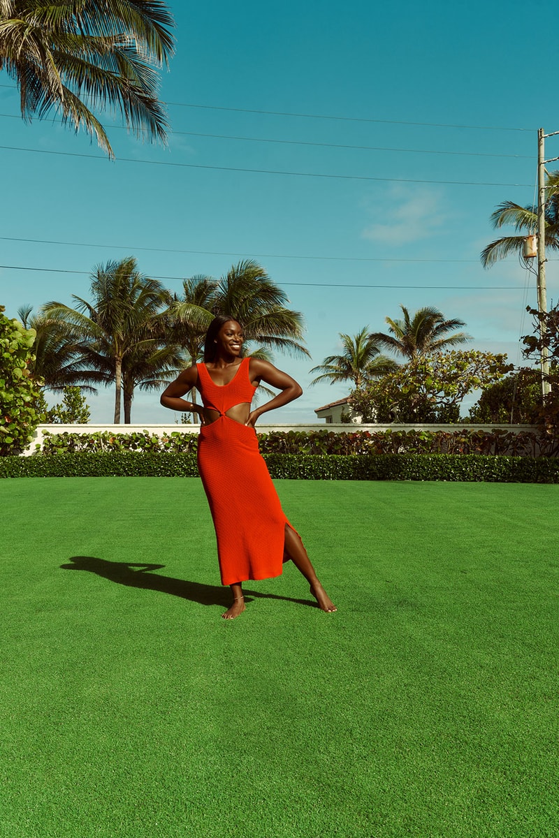 solid and striped sloane stephens tennis player grass grees red dress