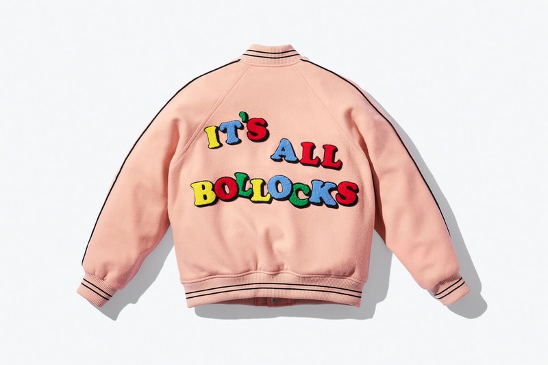 supreme jamie reid spring 2021 collection varsity jacket pink