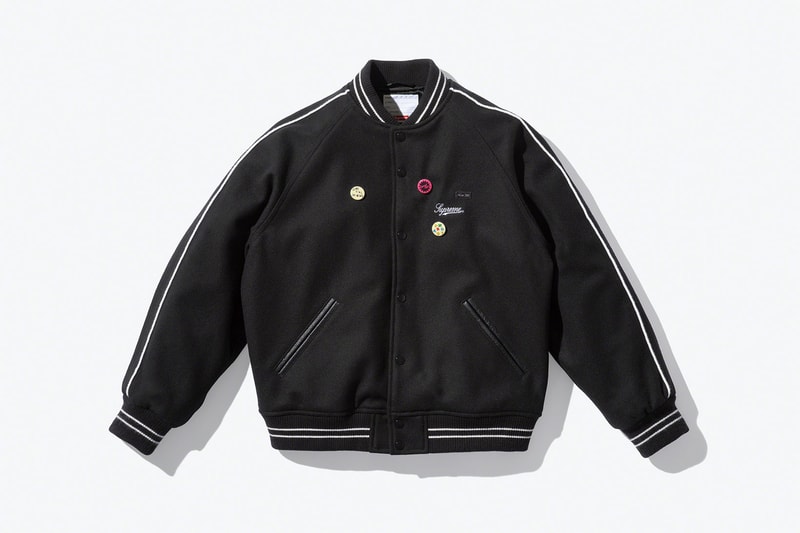 supreme jamie reid spring 2021 collection varsity jacket black