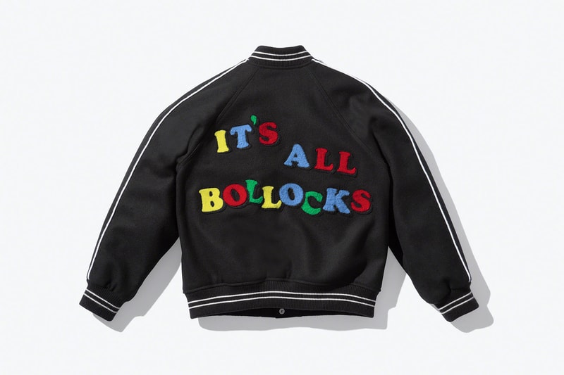 supreme jamie reid spring 2021 collection varsity jacket black