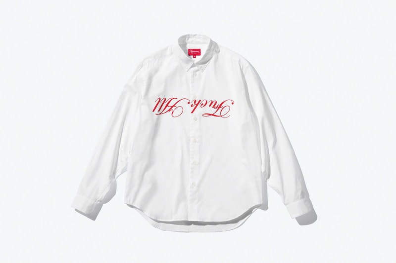 supreme jamie reid spring 2021 collection white shirt lettering