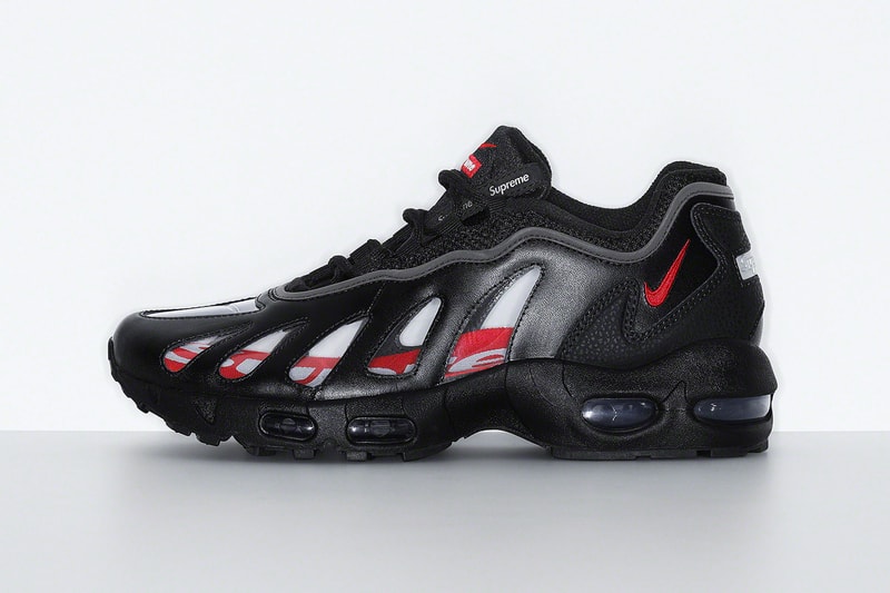 supreme nike air max am96 sneakers collaboration black laterals transparent