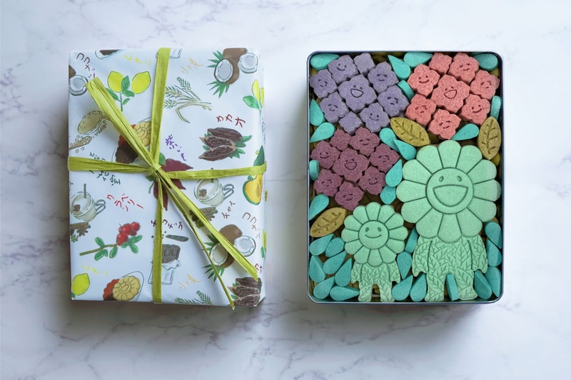 takashi murakami Tonari no Kaikado pastry shop cookies flower hydrangea packaging tin