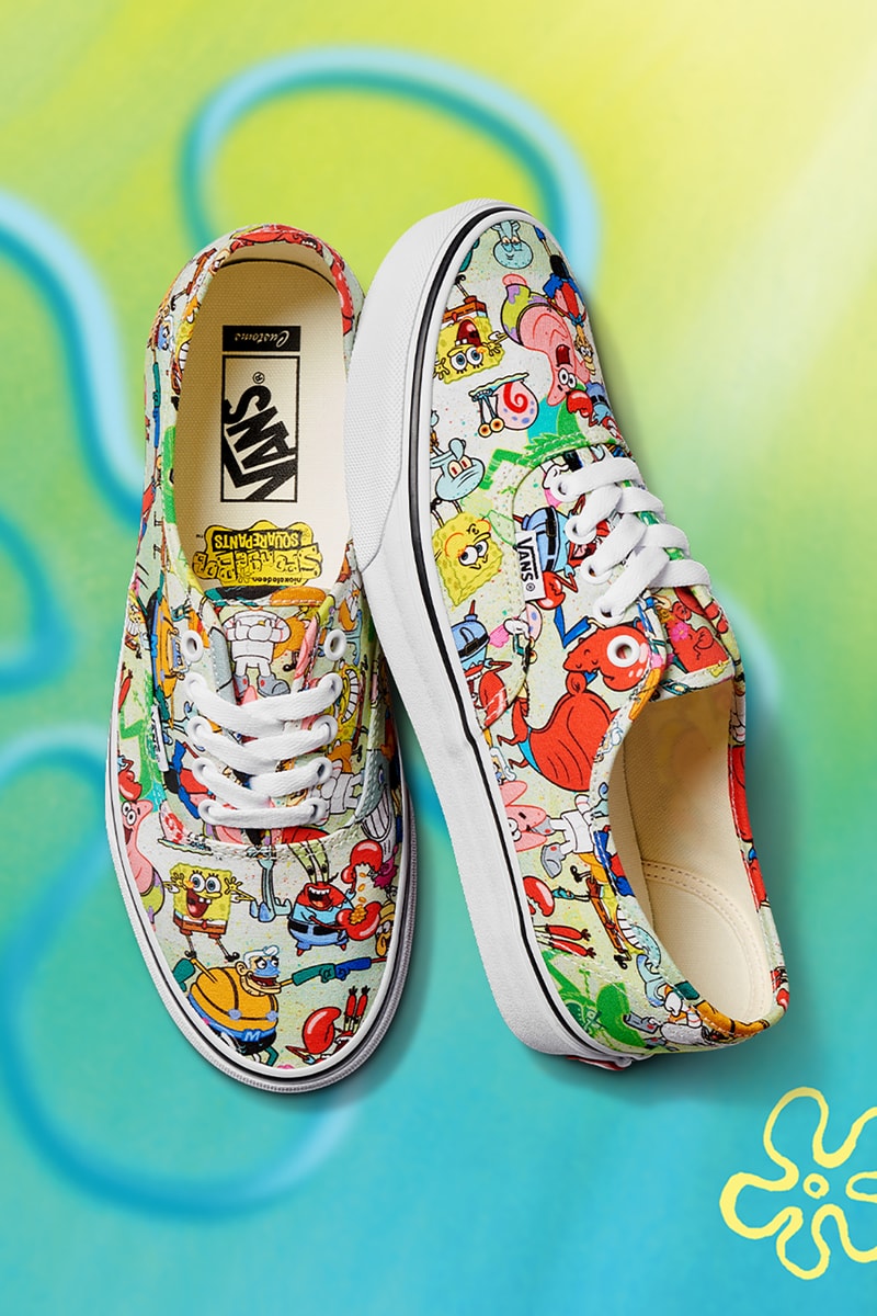 vans spongebob squarepants old skool authentic checker custom sneakers collaboration footwear kicks shoes patrick star mr krabs squidward gary the snail