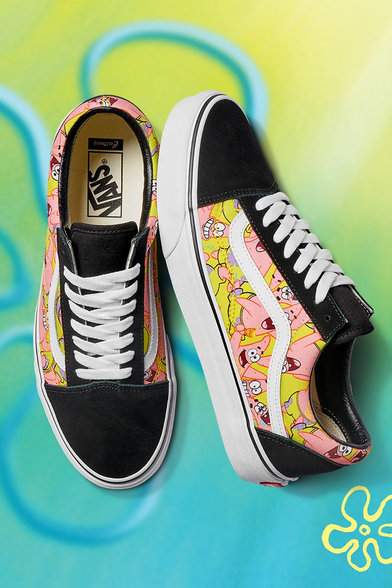 vans spongebob squarepants old skool authentic checker custom sneakers collaboration footwear kicks shoes patrick star