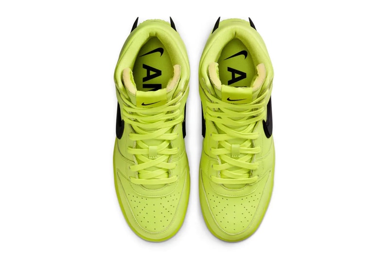 ambush nike dunk high flash lime official look upper shoelaces