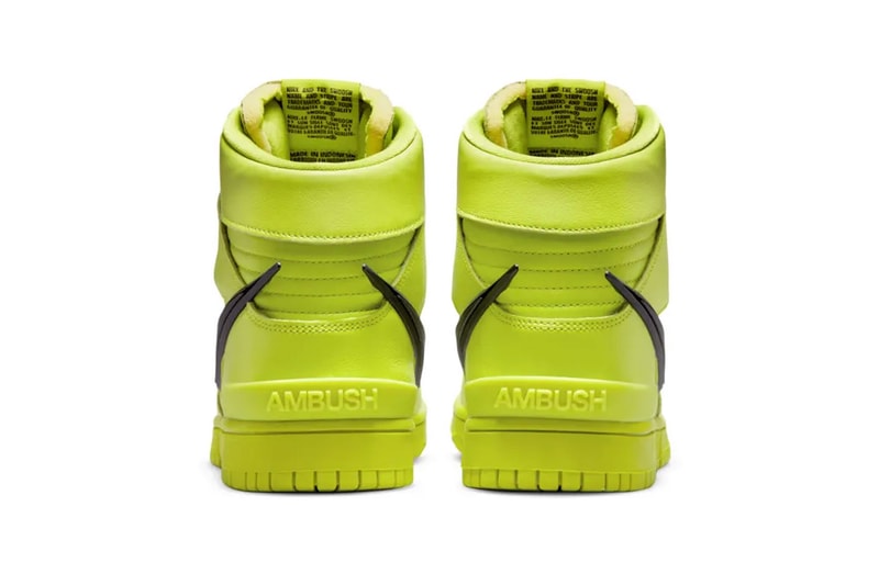 ambush nike dunk high flash lime official look yoon ahn heel