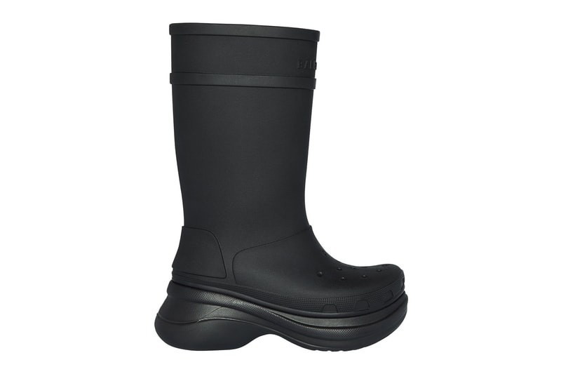 balenciaga crocs spring 2022 collaboration clogs knee high boots black