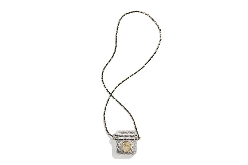 chanel apple airpods cases metal silver chain