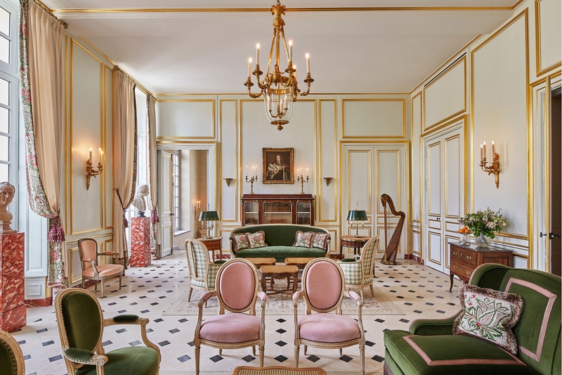 chateau de versailles luxury hotel opening france le grand controle suite living room