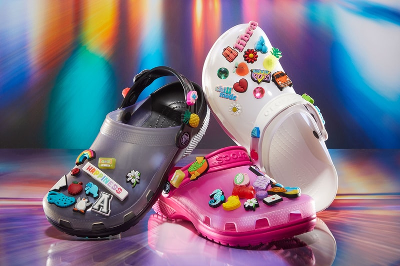 crocs classic translucent clogs jibbitz charms black pink white footwear
