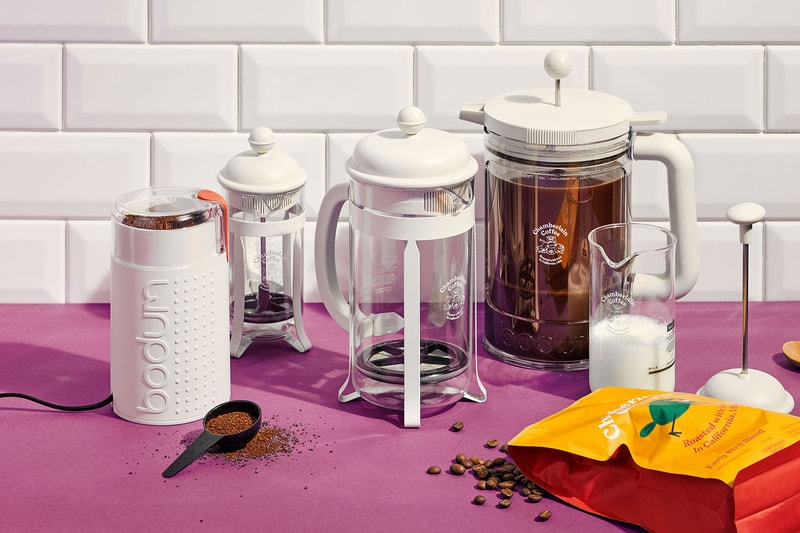 emma chamberlain cofee bodum brewing tools collaboration grinder cold brew french press