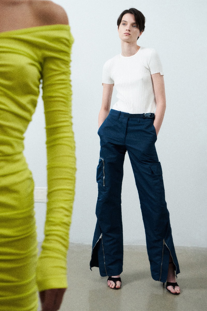 helmut lang resort 2022 collection lookbook dress tee pants trousers