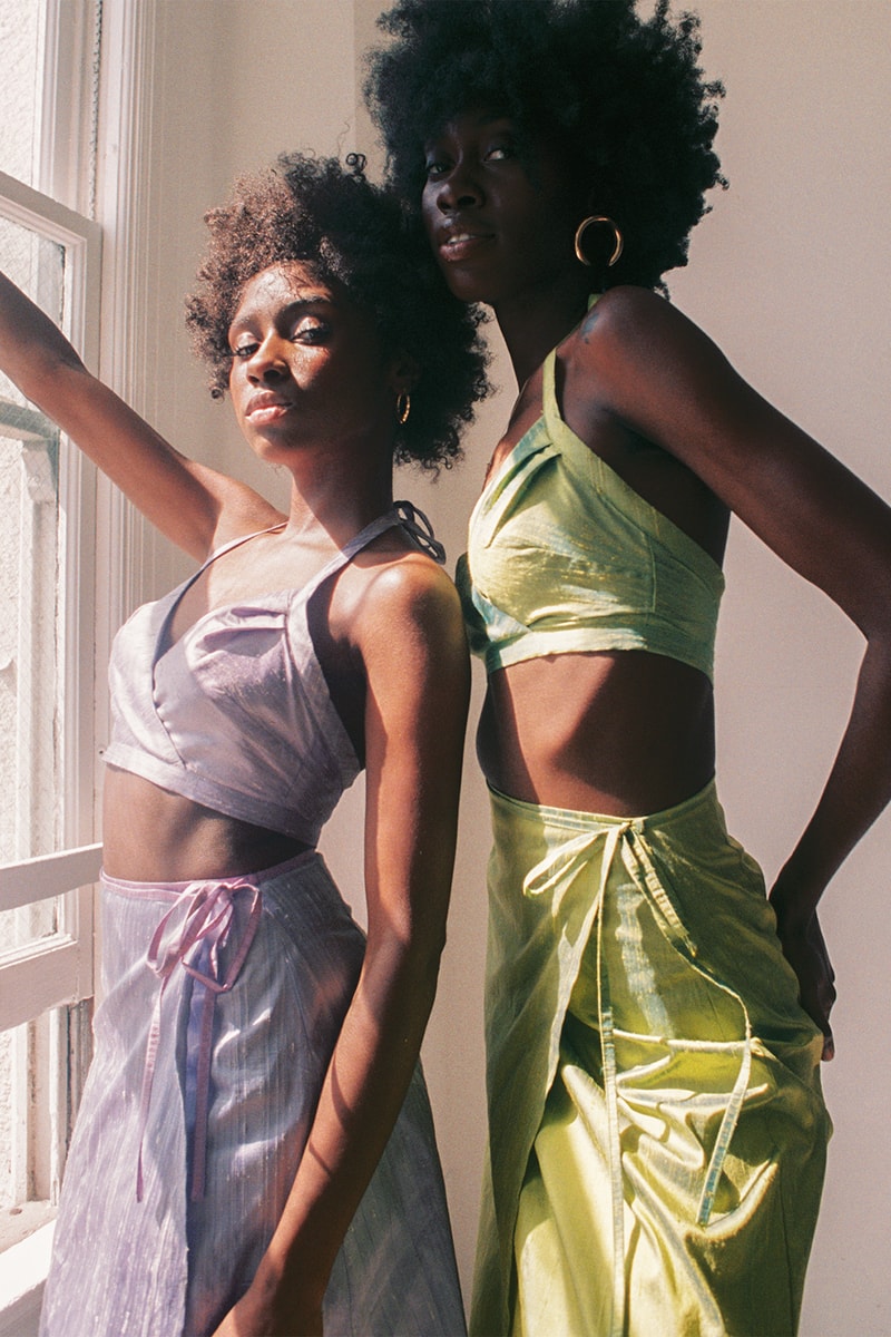 house of aama silk wrap skirts green lavender 