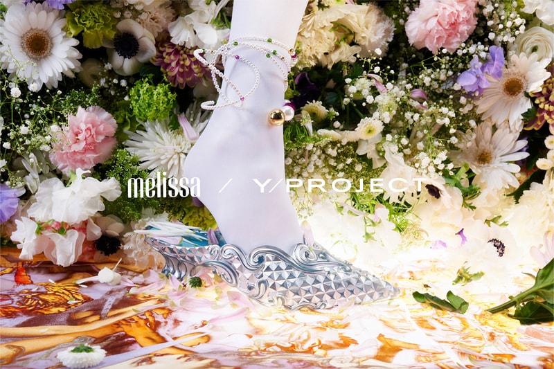 melissa y/project collabration jelly mules shoes silver socks flowers