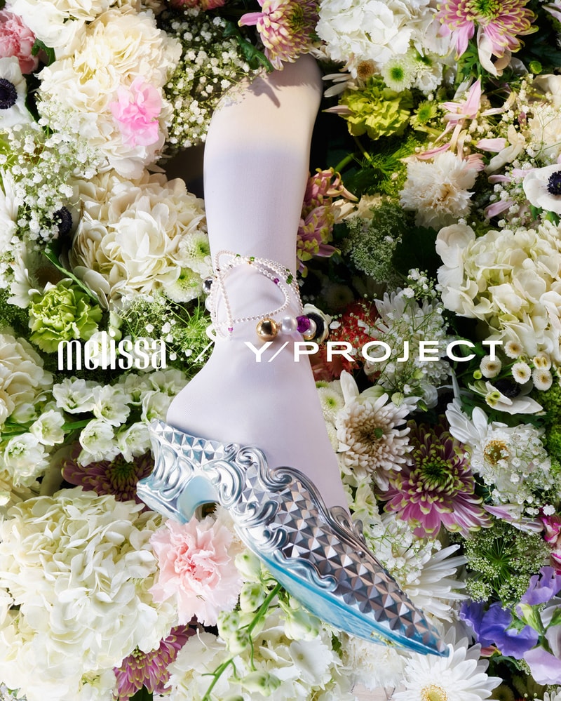 melissa y/project collabration jelly mules shoes silver socks flowers