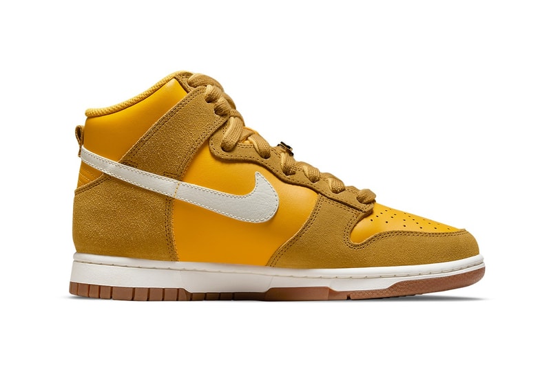 Nike Dunk High First Use Pack University Gold Tan Colorway Swoosh