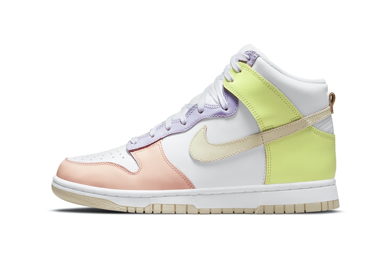 Nike Women's Dunk High Lemon Twist Sneakers Footwear Shoes Kicks Yellow Pink White Purple Lateral
