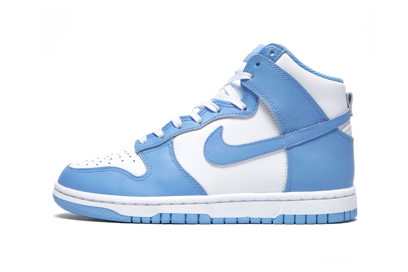 nike dunk high university blue pastel white swoosh details