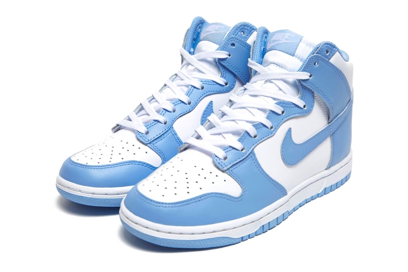 nike dunk high university blue pastel white upper details