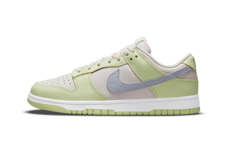 nike dunk low lime ice womens sneakers soft pink green lateral upper swoosh