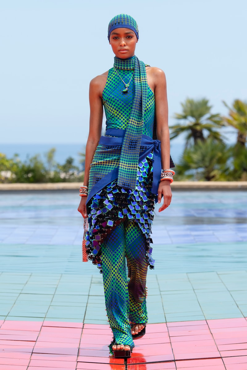 Paco Rabanne Spring/Summer 2022 SS22 Collection Julien Dossena headwear top pants