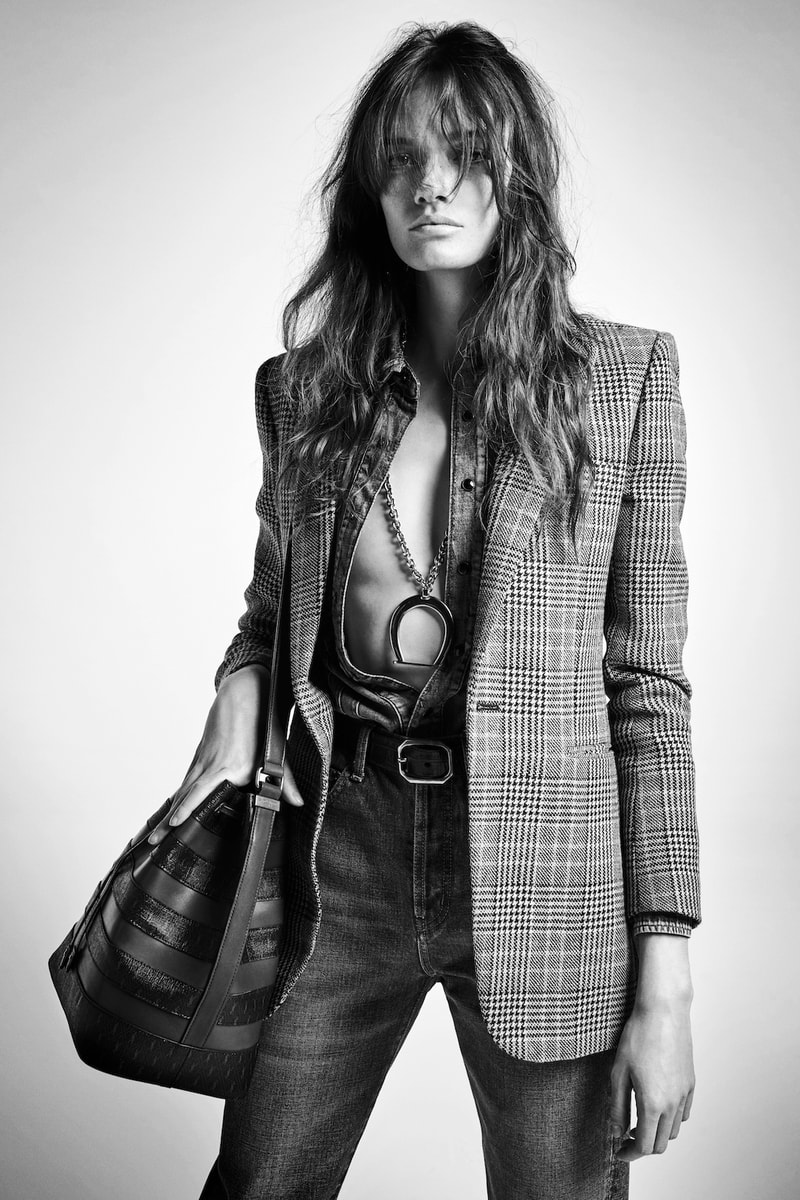 Saint Laurent New Denim Collection Megan Miles Blazer Jacket Jeans Belt Bags