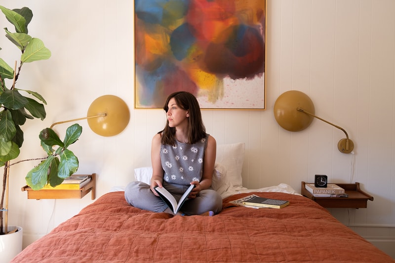 Adi Goodrich Sing-Sing Studio Founder Spatial Designer Home Tour Los Angeles LA House Bedroom Painting Wall Art Lamps Indoor Plants Houseplants