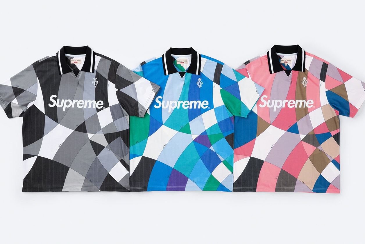 supreme emilio pucci spring collaboration soccer jerseys hoodies fantasia tulipani prints release date info 