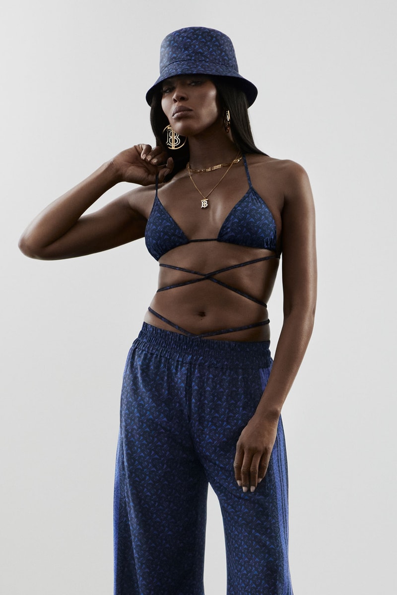 Burberry Naomi Campbell TB Summer Monogram Campaign Bra top Bucket Hat Trousers