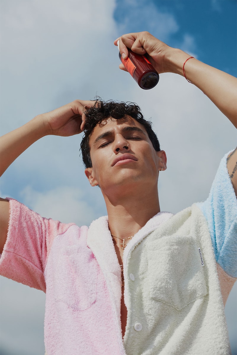 Ceremonia Latinx Clean Haircare Brand Terrycloth Capsule Collection Apparel Shirt Spray Sky