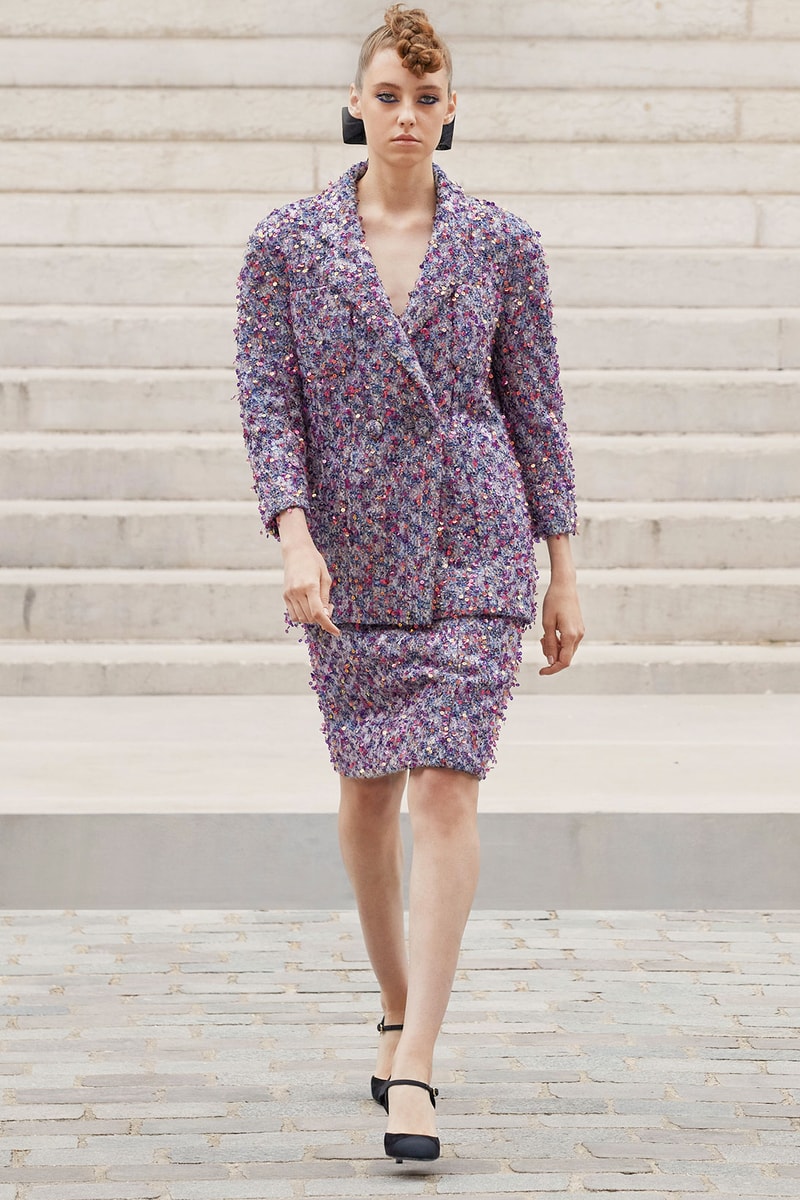 chanel fall winter 2022 haute couture collection runway virginie viard tweed dresses watch