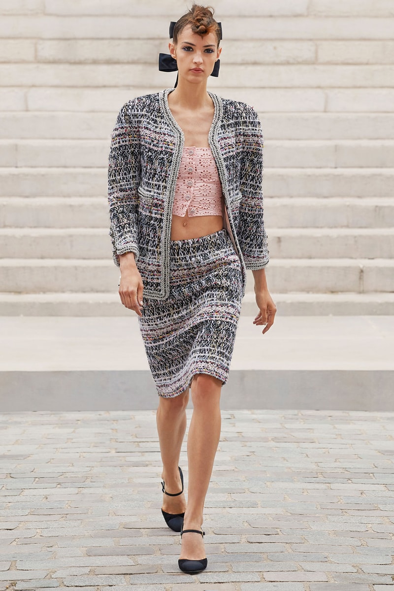chanel fall winter 2022 haute couture collection runway virginie viard tweed dresses watch