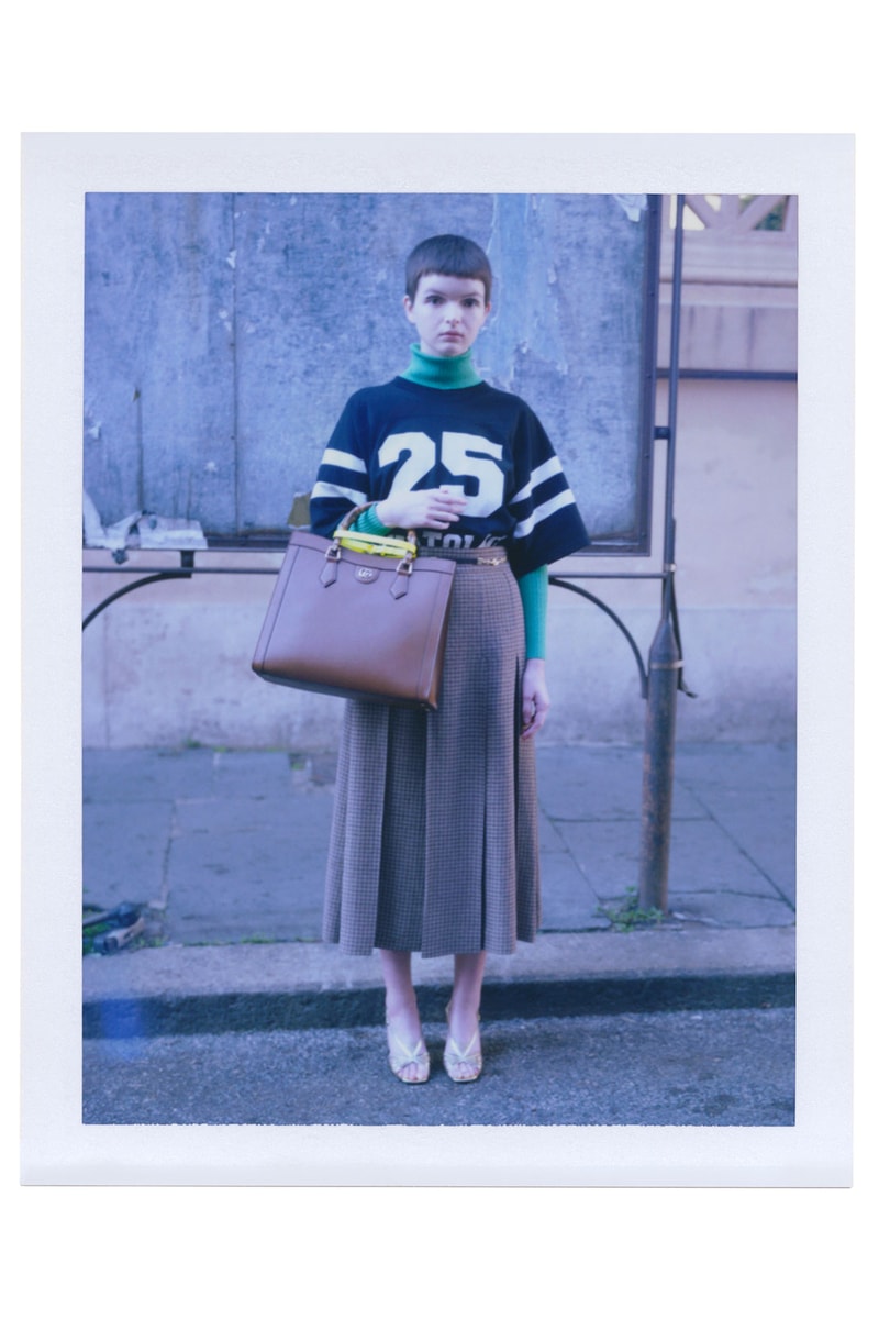 gucci diana handbag campaign style outfit skirt