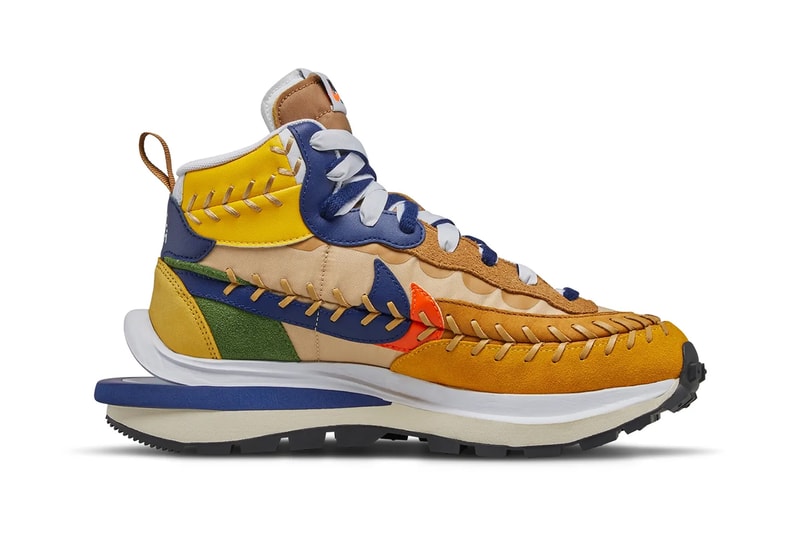 jean paul gaultier sacai nike vaporwaffle collaboration blue sesame upper details