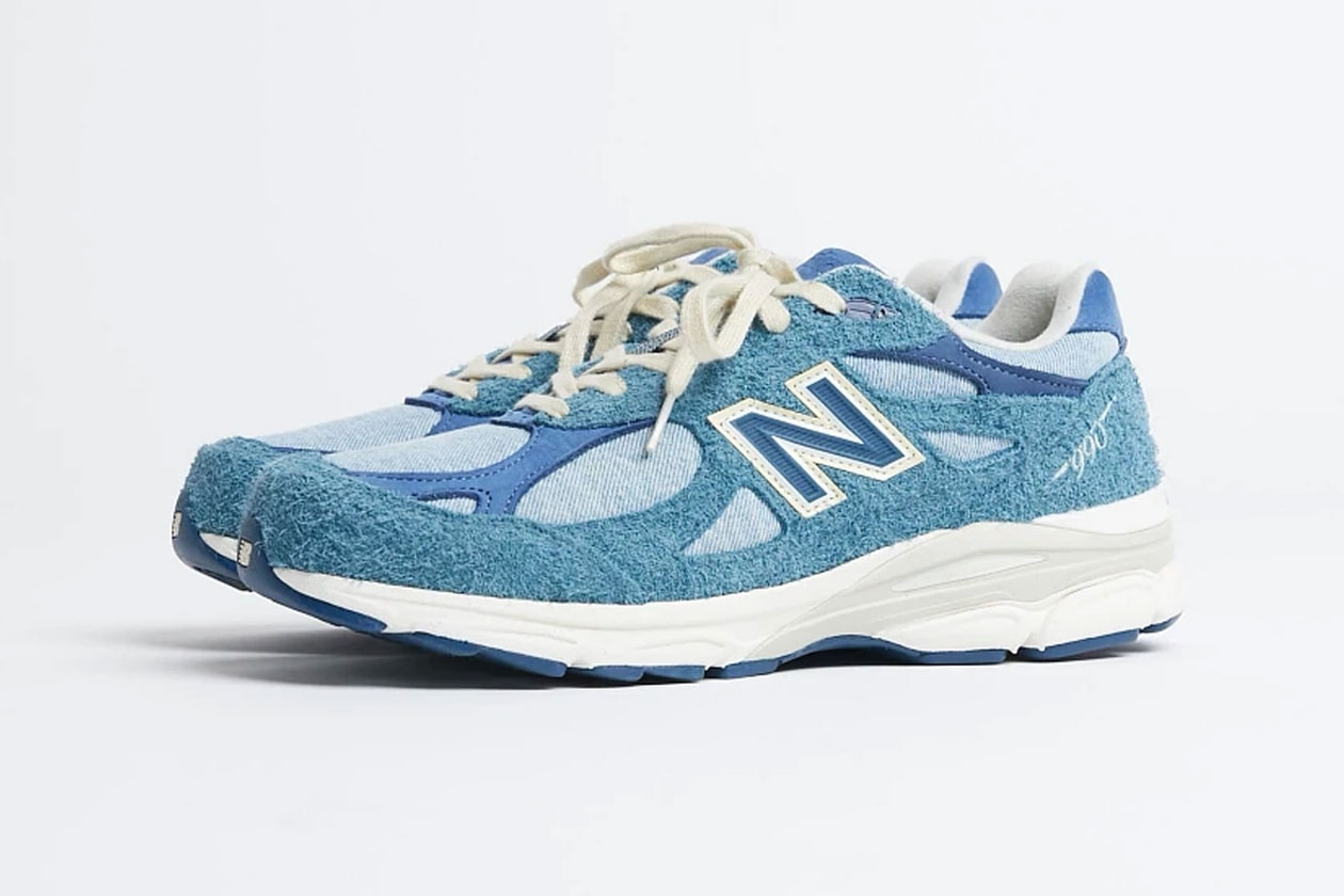 levis new balance nb 990v3 denim collaboration blue sneakers release info