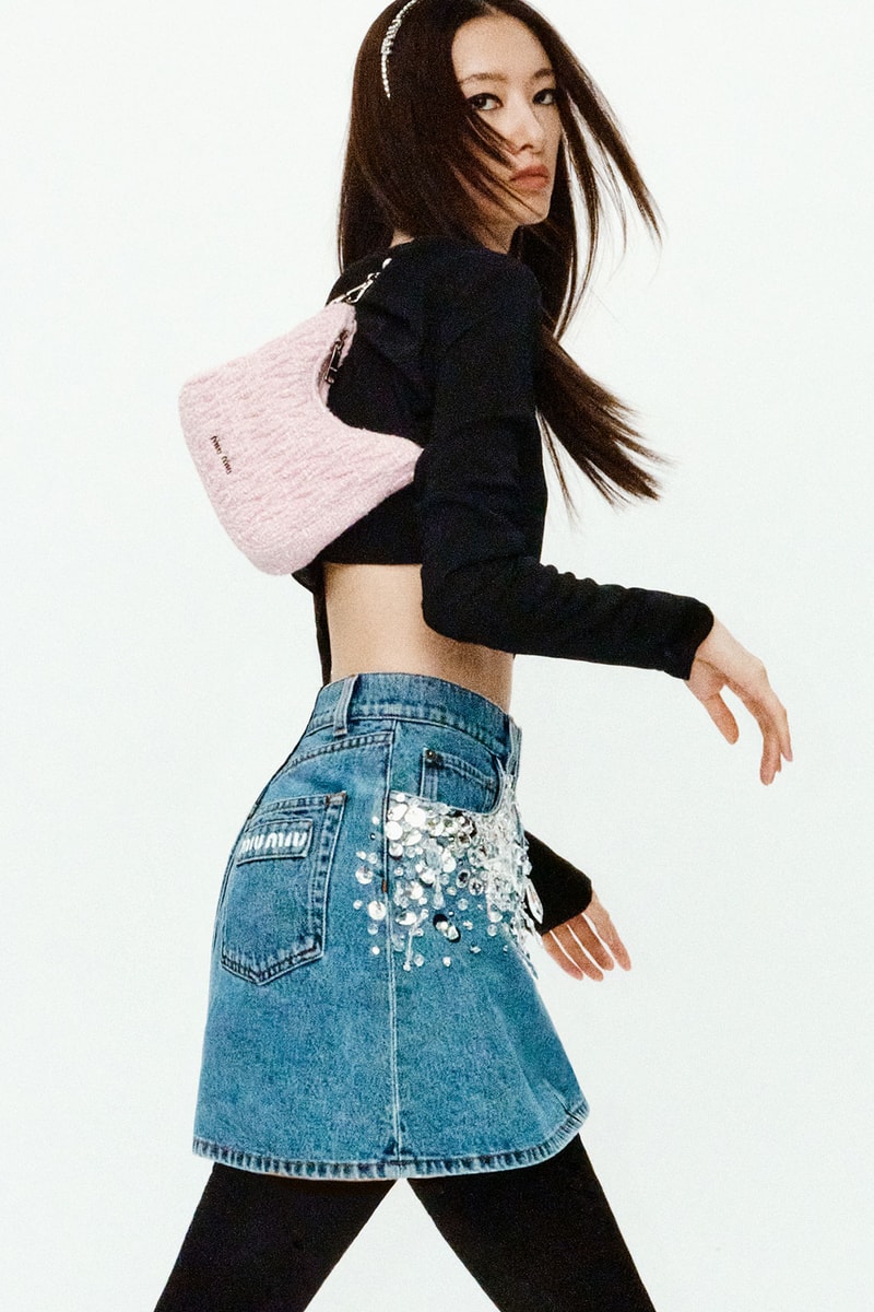 Miu Miu Qixi Chinese Valentine's Day Pink Handbag Denim Skirt