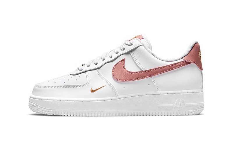 Nike Womens Sneakers Air Force 1 AF1 White Rusk Pink Footwear Kicks Shoes Lateral