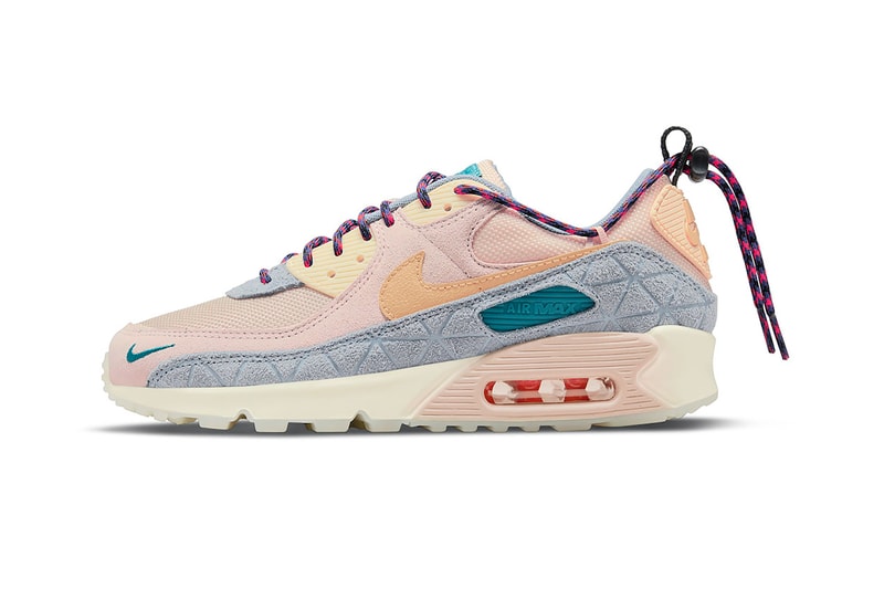 Nike Womens Air Max 90 SE Fossil Stone Ashen Slate Coconut Milk Twist Pastel Pink Blue Orange Yellow Shoes Kicks Sneakerhead Kicks Footwear