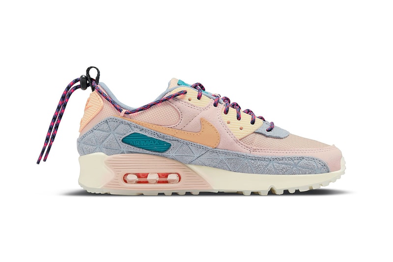 Nike Womens Air Max 90 SE Fossil Stone Ashen Slate Coconut Milk Twist Pastel Pink Blue Orange Yellow Shoes Kicks Sneakerhead Kicks Footwear