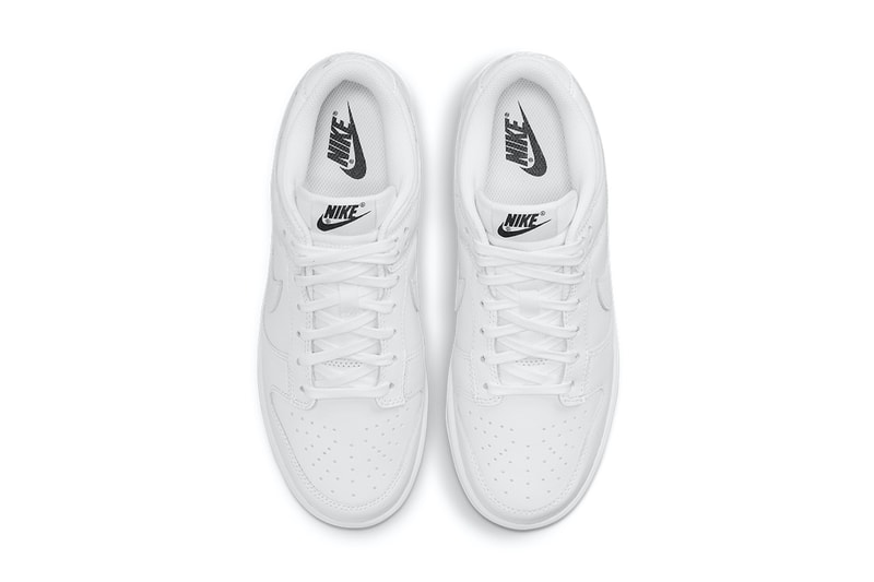 nike dunk low triple white sneakers minimal colorway footwear shoes kicks top aerial view insoleeral