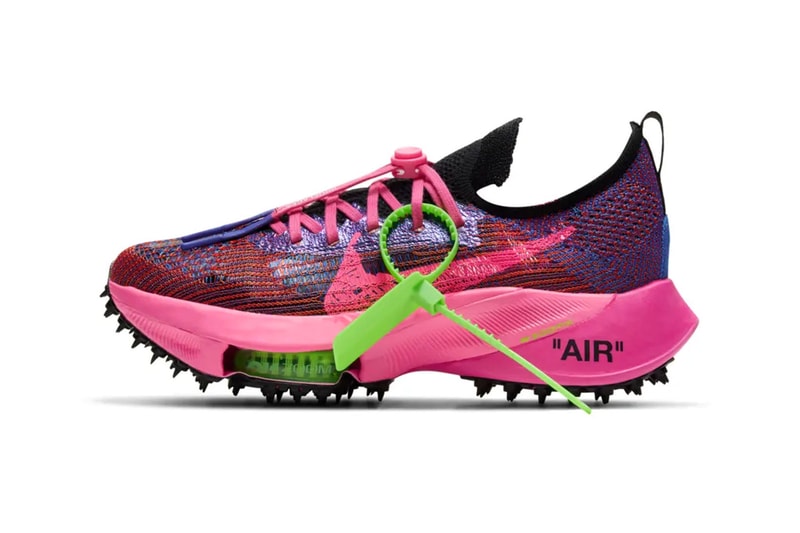 Off-White™ x Nike Air Zoom Tempo NEXT% Pink Glow Laterals Details Zip Tie