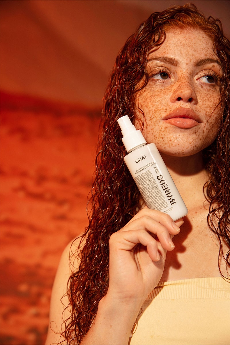 OUAI Byredo Collaboration Leave-in Hair Conditioner Mojave Ghost Bottle Hair Model